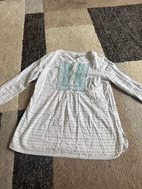 Vineyard Vines Beach Stripe Embroid Popover Tunic Top Size 12